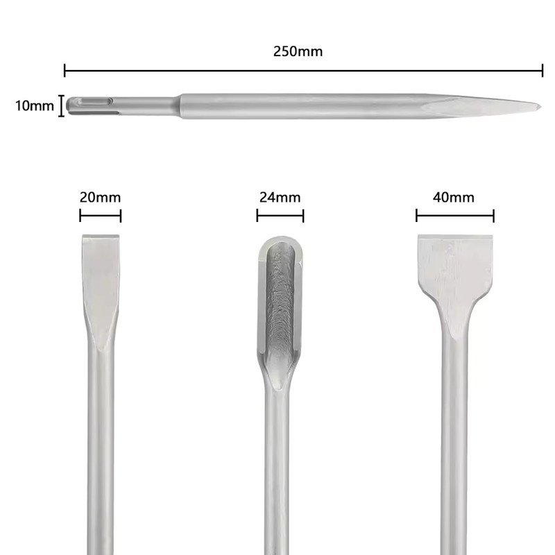 SDS Plus Chisel Set 250mm Hammer Drill Bits for Concrete,