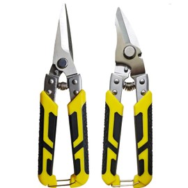 Aviation Tin Snips 2pcs Heavy Duty Scissors Metal Cutter Pruning shears with Comfort Grip and Stainless Steel Blades Multifunction Cutting of Branches, Cable Wires,Thin Iron,Cardboard etc