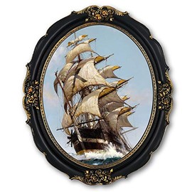 Oval Picture Frame 11x14 Antique Photo Frames 14 x 11 in Black with Gold Trim, VintageÂ Ornate