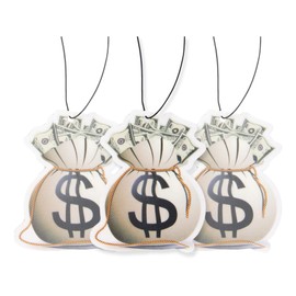 Money Bag Car Air Freshener 4 Pack, Car Air Freshener Scented With Essential Oils By Fresh Fresheners (4 Pack)