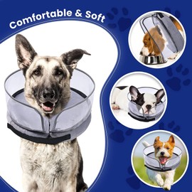 Dog Cone Collar After Surgery,Inflatable Soft Dog Cone for Large Medium Small Dog,Adjustable Breathable Inflatable Dog Cone Collar,Protect Pets from Licking Wounds,Soft and Comfortable,Grey(S)
