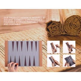 Backgammon Set for Adults, Travel Backgammon Set, Wrinkle-Resistant Foldable Chess and Checkers, Fun Outdoor Games for Family and Friends, Ideal Travel Game Set (Orange-Yellow)