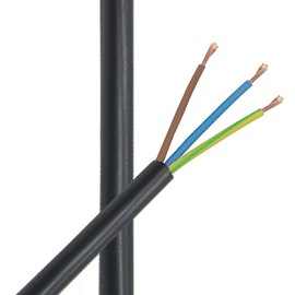10 m cable, black, 3 x 1.5 mm², flexible, H05VV-F PVC insulated hose cable, 3G light cable, lamp cable, power cable