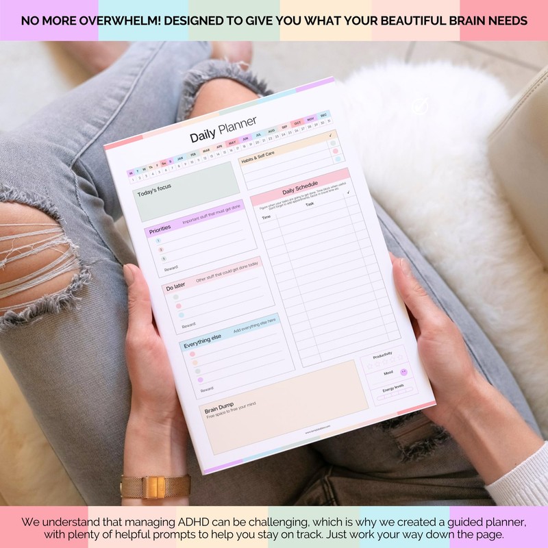 ADHD Daily Planner Notepad for Neurodivergent Adults - Productivity Daily