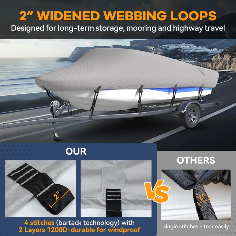 Nukugula Heavy Duty 1200D Solution-Dyed Polyester Boat Cover with Storage