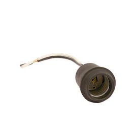 Leviton 124-D Incandescent Lampholder, Medium Base, Single Circuit, 660W-250V, Black Rubber, With Shoulder For Clamp Type Shade