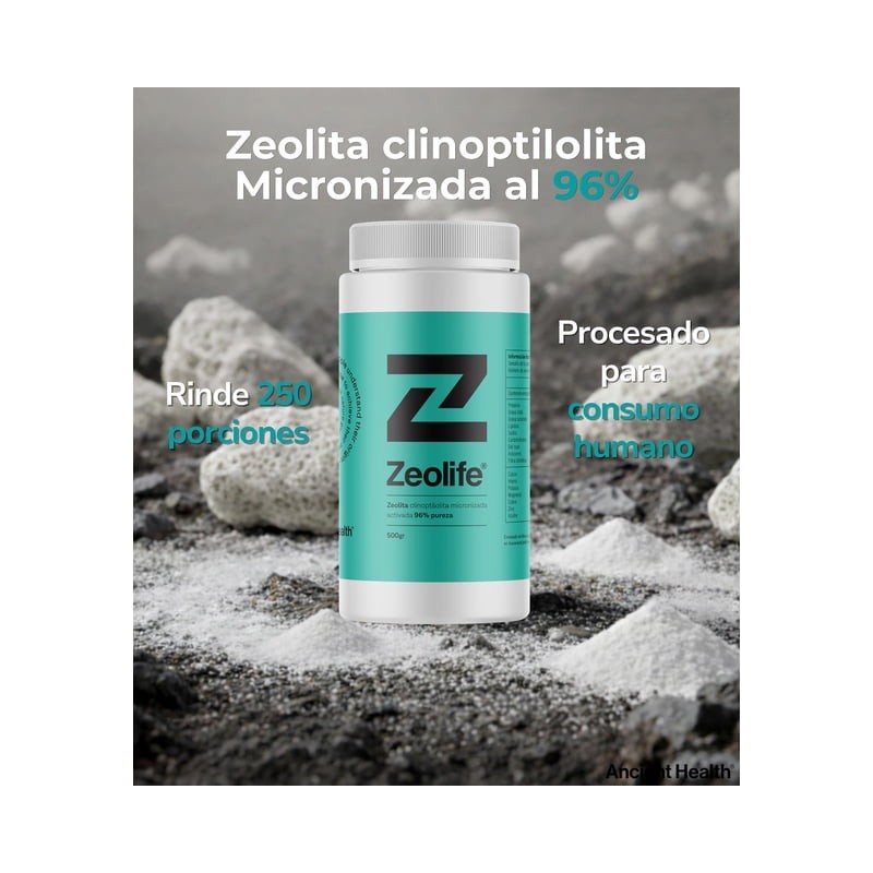 Zeolita Clinoptilolita 96% PUREZA ANCIENT HEALTH 4 frascos de 500