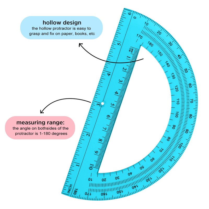 Zonon 3 Pack 6 Inch Plastic Protractor Christian Charity Donation