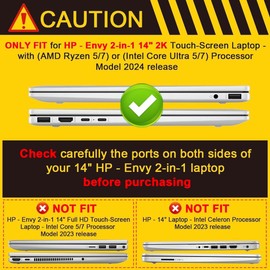 May Chen Case for 14 inch HP Envy X360 2-in1 2.8K Touch-Screen Laptop 2024 Release, Shockproof Super Protective Design Case with TPU Edges Scrach-Resistant Stylist, Black