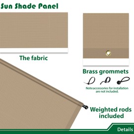 Goleray 13'x9' Pergola Canopy Replacement Shade Cover Outdoor Sun Shade Cloth with Grommets Weighted Rods, Patio Awning for Porch Backyard Gazebo Garden, Sand