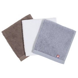 Hand Towel, Imabari, Set of 3, Large, Wash Towel, Handkerchief, Large, Sweat Wiping Towel, 13.0 x 13.8 inches (33 x 35 cm), White, Gray, Brown