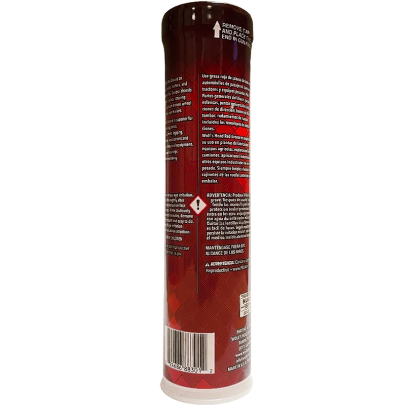 Wolf's Head Red Grease NLGI #2 (836-88301-91) 14 Oz Tube,