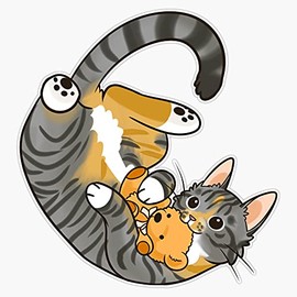 Generic Magnet Grey and Tan Tabby Cat Magnet Bumper Sticker Car Magnet Flexible Reuseable Magnetic Vinyl 5inch, LAB-CTMAGNETS-1889