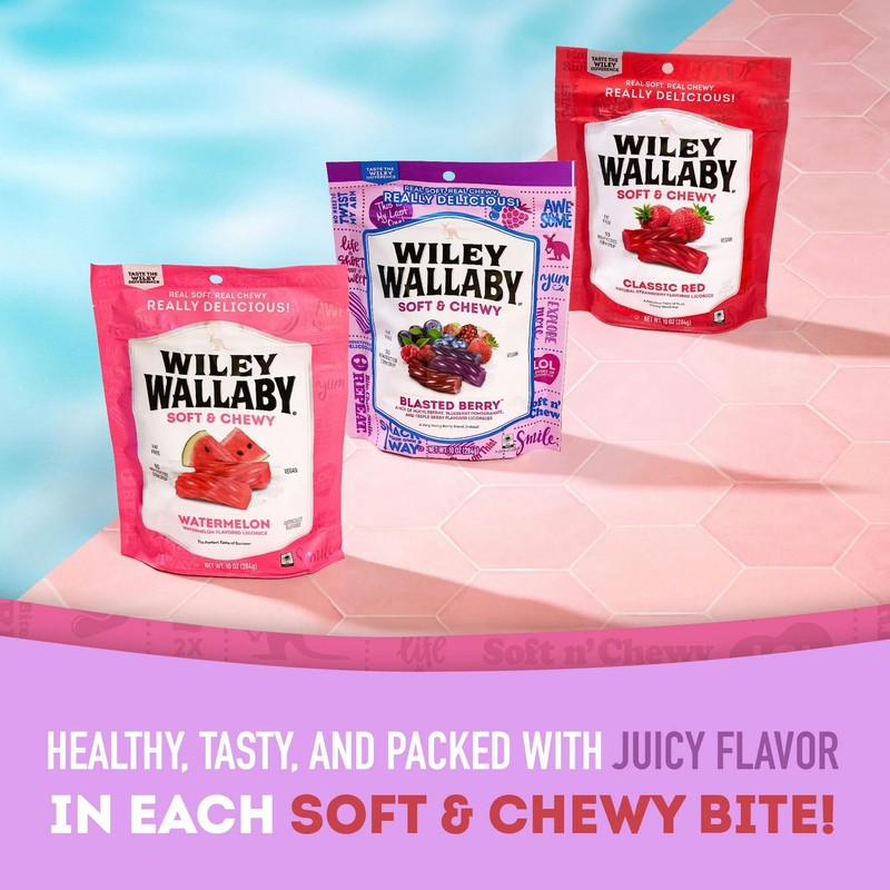 Wiley Wallaby Licorice 10 Ounce Classic Red, Watermelon, & Blasted