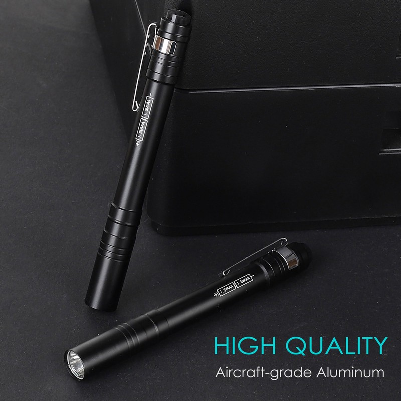FASTPRO 6-Pack Pen Light, Aluminum LED Penlights, Black
