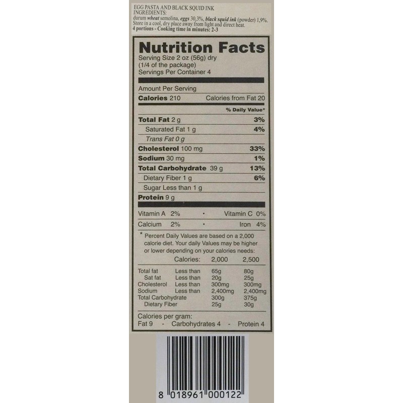 Campofilone Italian Squid Ink Fettuccine Egg Pasta | Marcozzi di