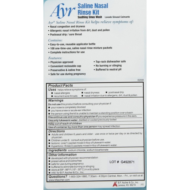 Ayr Saline Nasal Rinse Kit, 100 ct