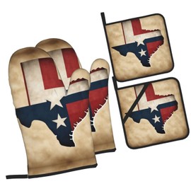 Texas State Flag Map with Two White Stars 4pcs Christmas Pot Holders,Heat Resistant Hot Pads,Ideal Gift for Kitchen Baking and Cooking