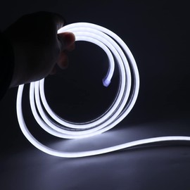 Wisada 12V LED neon Light Strip with 5A Power Supply, IP65 Waterproof Flexible, 120 LEDs/M 4m White Light 6000K LED Light Strip CRI85+, can be Cut Every 2.5cm, Home Decoration