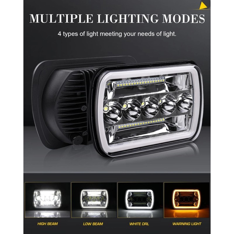 Unbranded Pair 5x7 7x6" LED Headlights High/Low Beam For Dodge