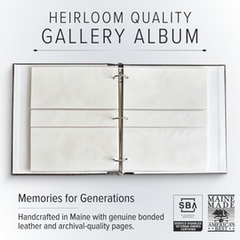 Gallery Leather Photo Album 4x6-3 Ring Binder Photo Album, 60 Pages for 120 Photos, Fillable, Can Fit 8x10 and 5x7 Photos, Handcrafted - Acadia Burgundy - 11.75 x 10.5 ", Gallery
