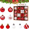Pack of 44 Plastic Christmas Baubles, Red White Christmas Tree