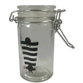 Funny Guy Mugs Air Tight Smell Proof Containers - Stash Jar with Stainless Steel Hinged Lid - Travel Size Glass Herb Storage Jar (Herb Fuel Gauge)