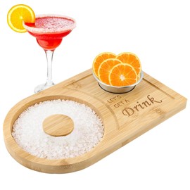 Margarita Salt Rimmer Set, Bamboo Sugar Rimmer for Cocktails with Bowl for up to 4.7" Rims, Glass Rimmers for Drinks Bar Accessories, Home Bar Party Cocktail Set Bartender Kit(COLOR:wood)