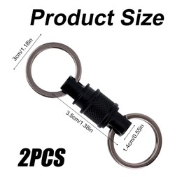 2pcs Quick Release Keychains, Heavy Duty Detachable Swivel Keychain Clip Aluminum Alloy Stainless Steel Rotating Key Ring Holder for Men & Women (Black)