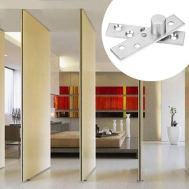 2 Pack 360 Degree Rotation Door Hinges, Stainless Steel Concealed Pivot Hinges 75x17mm Up Down Shaft Door Window Cabinet Hinge Hardware(Eccentric Pivot)