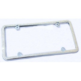 Hotblings 2 Row Crystal Made Using High-end Brand Name Crystals 4 caps Thin Metal Bling License Plate Frame & Matching Caps, 2R-SWAB-B
