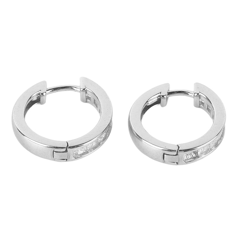 S925 Sterling Silver Ear Hoop Clip Rhinestone Style Clip Hoop