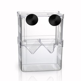 Aquarium Fish Tank Hatchery Incubator Breeding Box, Acrylic White Breeder Isolation Divider Hatching Boxes Accessory Small Baby Fishes Shrimp Clownfish Guppy (10x7x12.8 cm)
