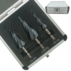 M35 Cobalt Step Drill Bit,Four Spiral Flute Step Drill Bit 1/4"-3/4",3/16"-7/8" 1/8"-1/2" Wear-Resistant TiAlN Coated,1/4" Hex Shank Drill for Metal, Stainless Steel, Aluminum, Plastic