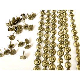 decotacks® Upholstery Nails/Tacks/Trim, 10 Pcs of 1.1 Yards Long Strips, can Cover 11 Yards (Daisy Antique Brass, 7/16in (11MM)) DX5411AB-S1M