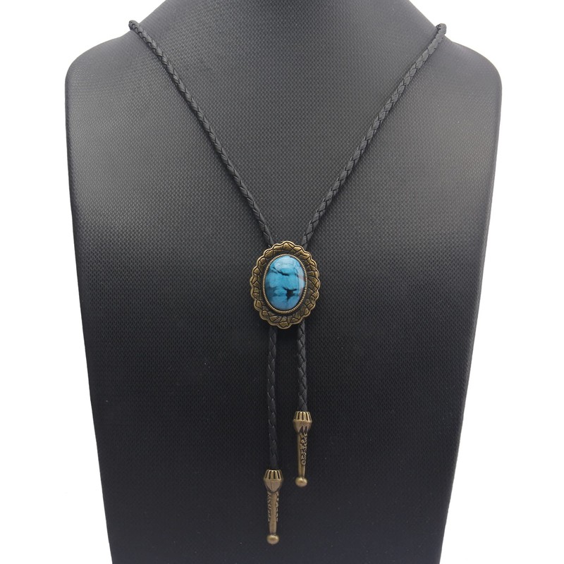 GelConnie Native American Bolo Tie Rodeo Cowboy Corbata de piel