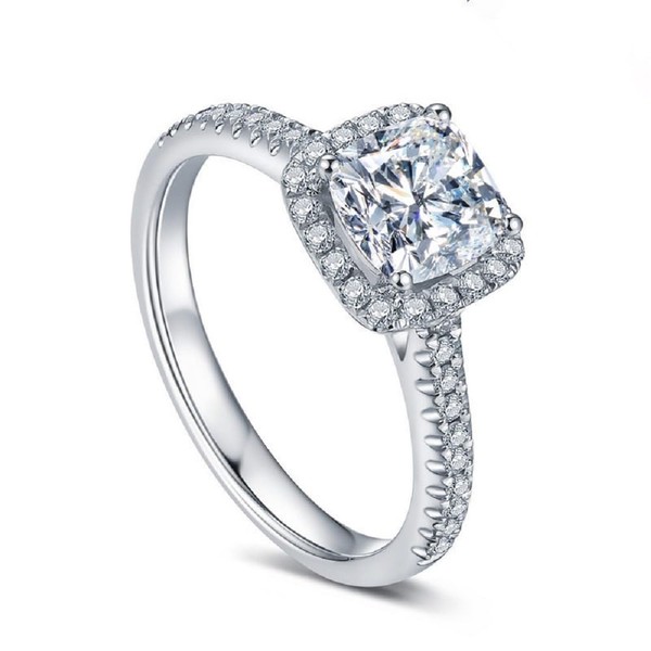 CUSIOALQQ Classic Promise Ring Cushion Cut 4ct Zircon Diamonds Stone