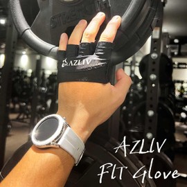 AZLIV FIT Gloves, Training Gloves, Fitness, Gym, Muscle Training, Pull Up Gloves, Azribe Fit Gloves (Black, S)