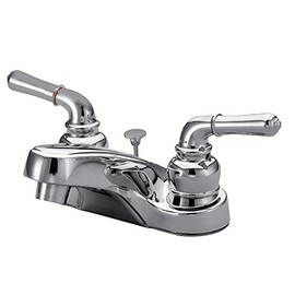 Kingston Brass KB251B Magellan Twin Lever Handle 4-Inch Centerset Lavatory Faucet with Brass Pop-Up, Polished Chrome