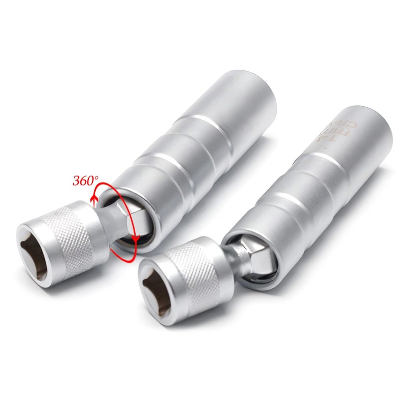 AUCELI Magnetic Spark Plug Socket, 14mm Thin Walled Swivel Socket