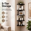 No-Drill Corner Shelf Wall Mount, 5-Tier Floating Corner Bookshelf with