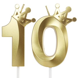 Crown Birthday Candle 10 Gold, 10 Candles for Birthday Cakes,Number 10 Crown Candle,10th Birthday Candles Sparkle Decoration for Birthday Party Wedding Anniversary Celebration Supplies