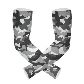 Dussdil Gray Black Camouflage Gardening Arm Sleeves Jungle White Camou Farm UV Sun Protection Cooling Arm Sleeves for Garden Farm Women Men with Thumb Hole