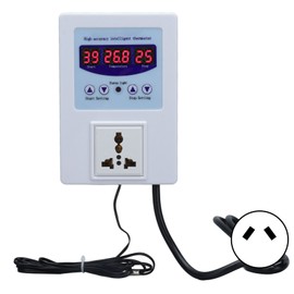Temperature Controller Digital Display Thermostat Temp Regulator with Sensor AC110‑240VAU Plug White