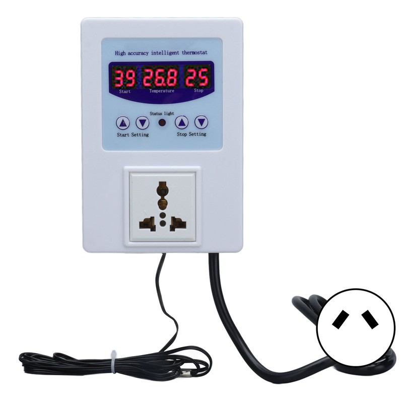 Temperature Controller Digital Display Thermostat Temp Regulator with Sensor AC110‑240VAU