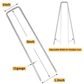 Whonline 400pcs 6 Inch Landscape Staples, Garden Staples Galvanized 11 Gauge Garden Stakes U-Shaped Pins Tent Ground Fence Stakes Yard Lawn Staples for Landscaping Fabric Irrigation Tubing
