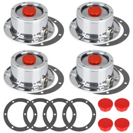 CheeMuii 343-4009 Trailer Hub Cap 4 PCS 3434009 Aluminum Hubcaps for Trailer Axle with Extra 4 PCS Rubber Plugs and Gaskets Replaces Stemco 343-4009