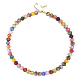 AULSIEY Beaded Gemstone Necklaces for Women, Natural Stone Choker Necklace Summer Jewelry -Style 12