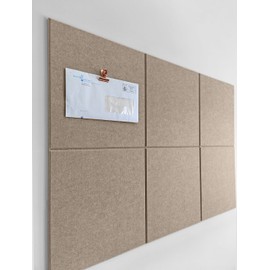 Cork Board Tiles Cork Board Roll Alternative – 11.8x11.8x0.35 Inches 6 Pack Felt Wall Tiles with Safe Removable Adhesive Tabs - Camel