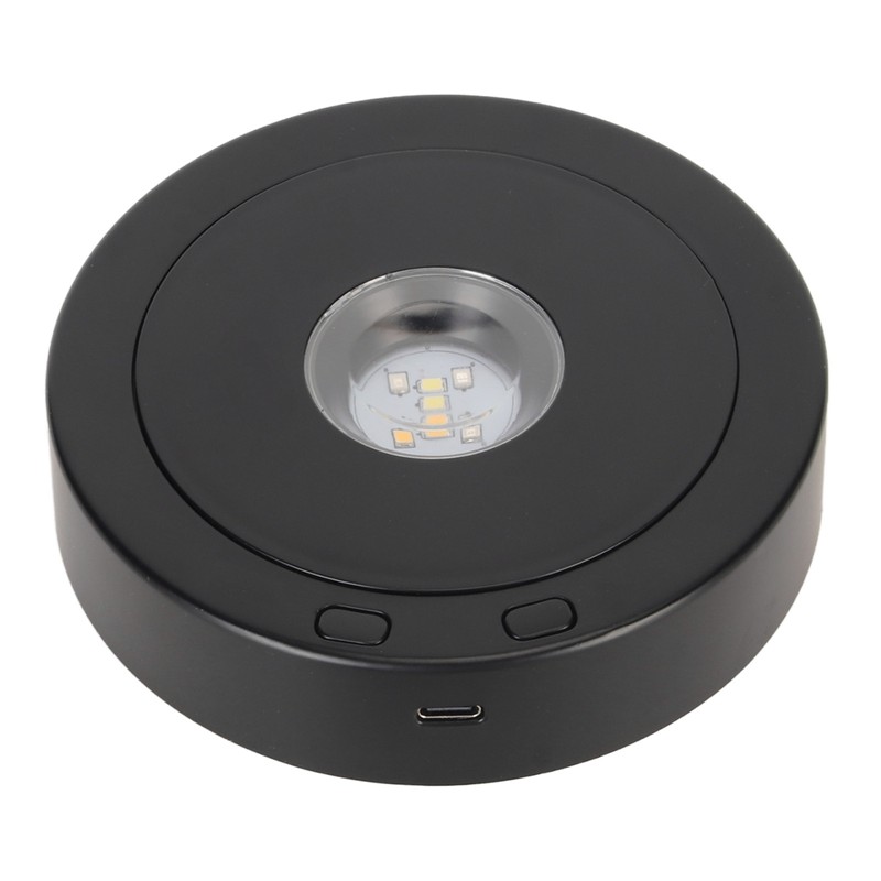 LED Rotating Display Base Black 360 Degrees 80s Circle Battery